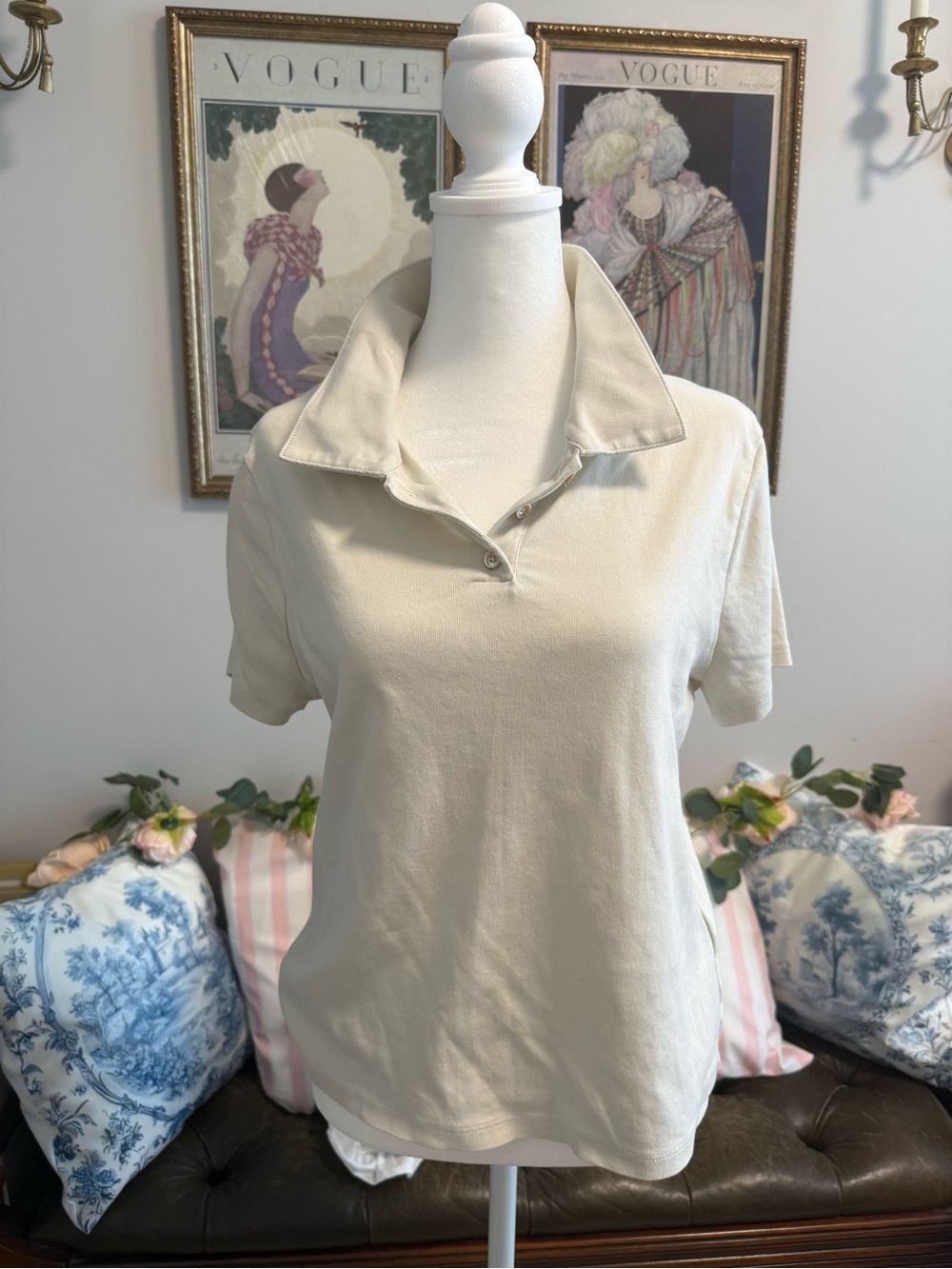 J. Crew Short-Sleeve Polo in Cream
